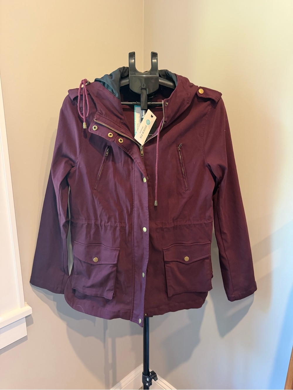 Utility Hooded Jacket in Deep Plum